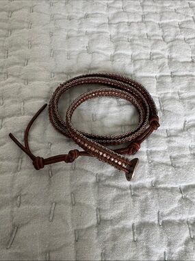 Chan Luu Brown Leather Wrap Bracelet with Metallic Accents